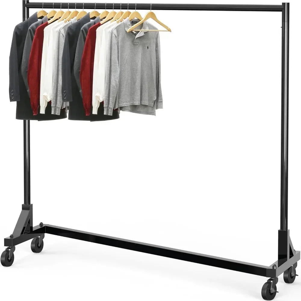 Industrial Grade Z-Base Garment Rack, 500lb Load with 62 Inches Extra Long Bar,Portable Wardrobe Closet, Grade Base Garment Rack