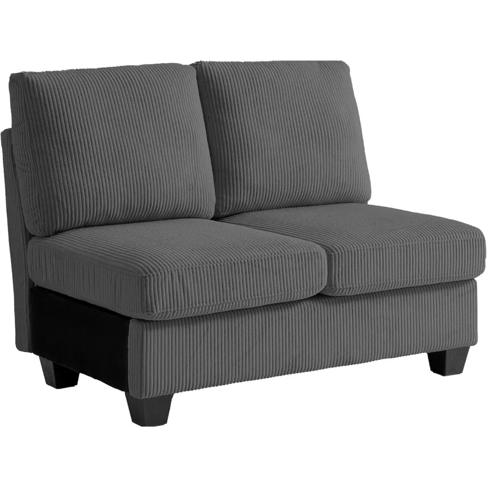 Middle Module for Modular Couch, Corduroy Customizable Chaise, Storage Ottoman for Sectional Sofa, Armrest, Single/Double Seater