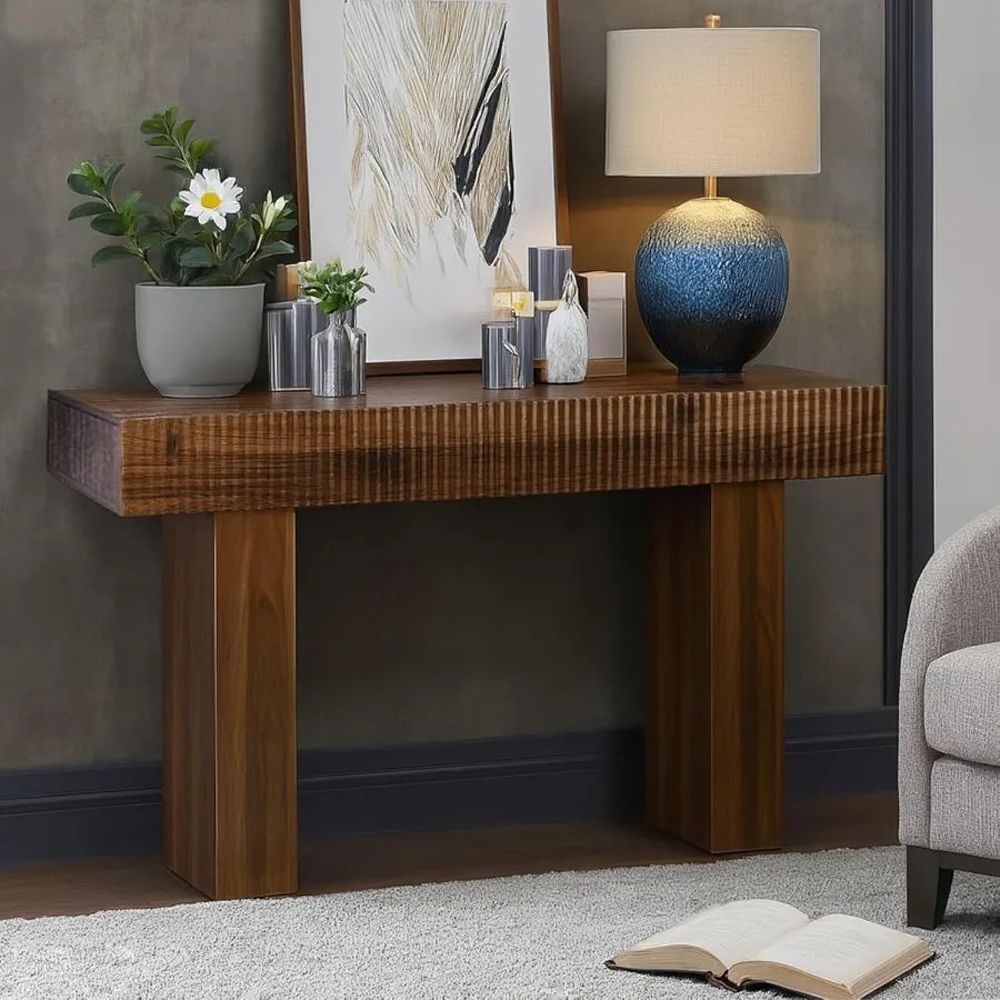 56Inch Long Console Table Wooden rrow Rectangular Sofa Table Behind The Couch Farmhouse Entryway Table for Entrance Hallway Liv