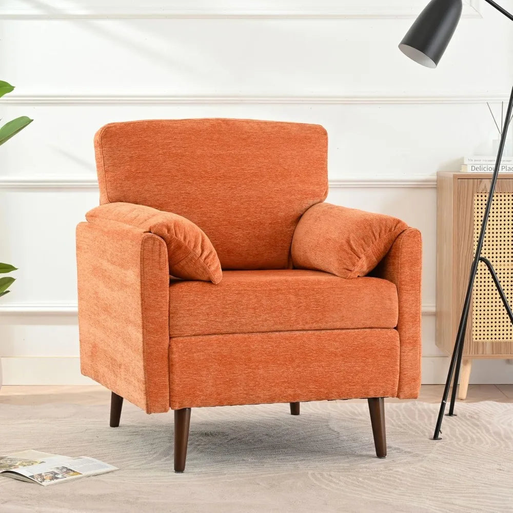 Modern Oversized Armchair, Upholstered Comfy Chenille Accent Chair with Removable Armrest Pillows, Cozy Reading Chair Deep Seat