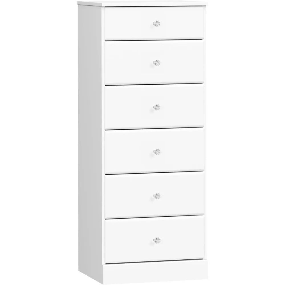 Prepac Astrid Simplistic 6-Drawer Tall Dresser for Bedroom, Functional Chest of Drawers with Acrylic Knobs, 16.5D x 19.75W x 50H